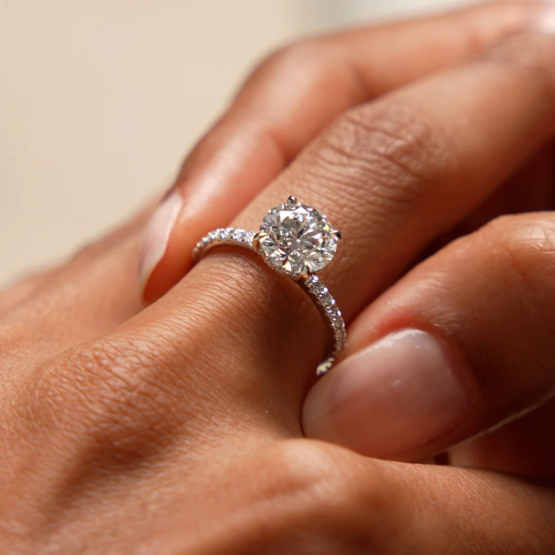 2.40 Ctw 14k Round Brilliant Lab Grown Diamond Pavé Setting with Hidden Halo - Selina - Image 2