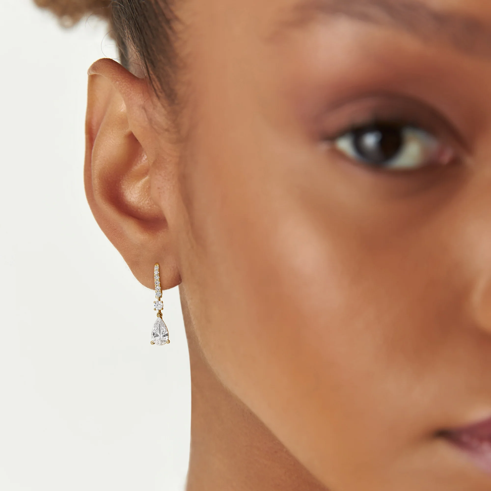 2.45 Ctw 14k Pear Shape and Round Lab Grown Diamond Drop Earrings - Cyra - Image 2
