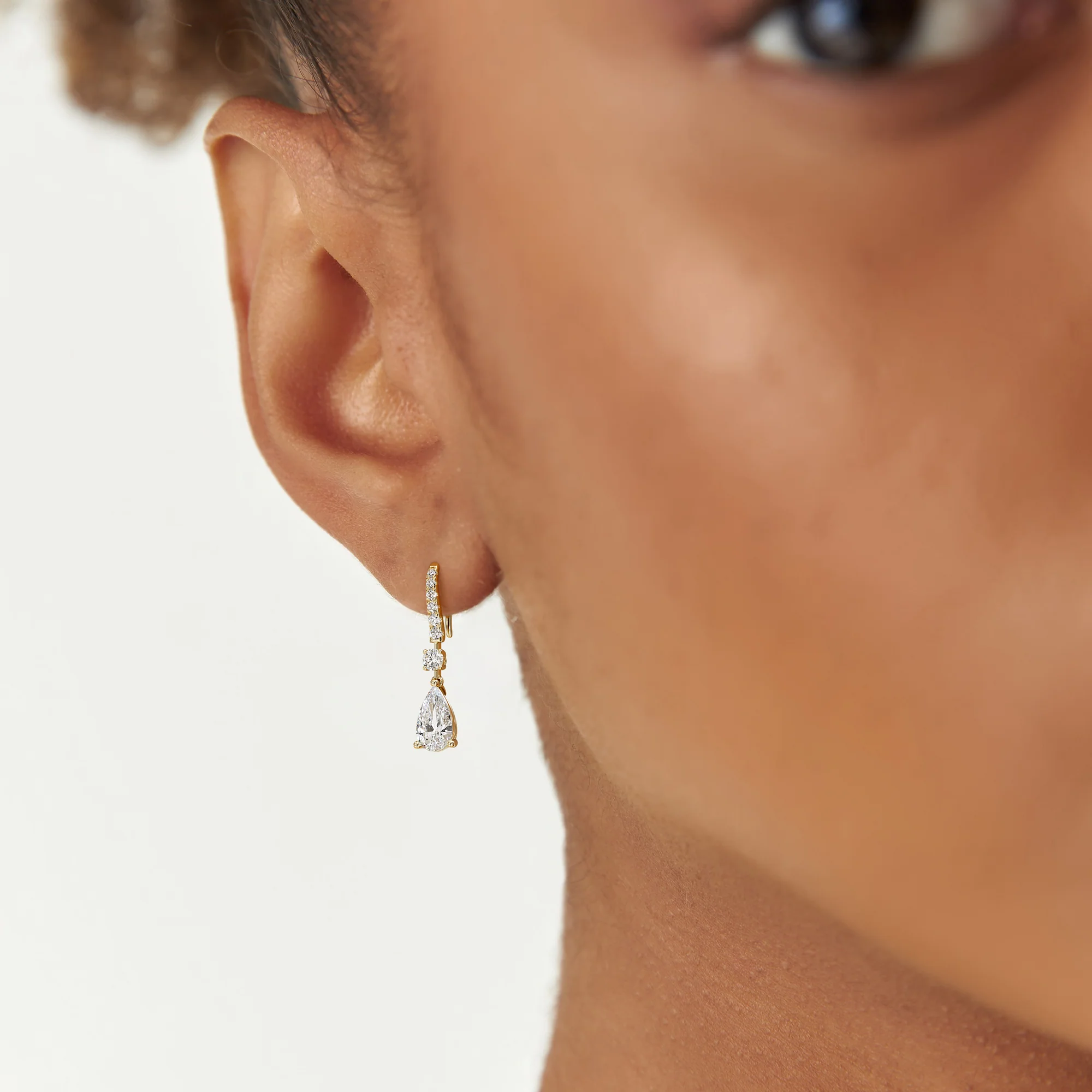 2.45 Ctw 14k Pear Shape and Round Lab Grown Diamond Drop Earrings - Cyra - Image 3