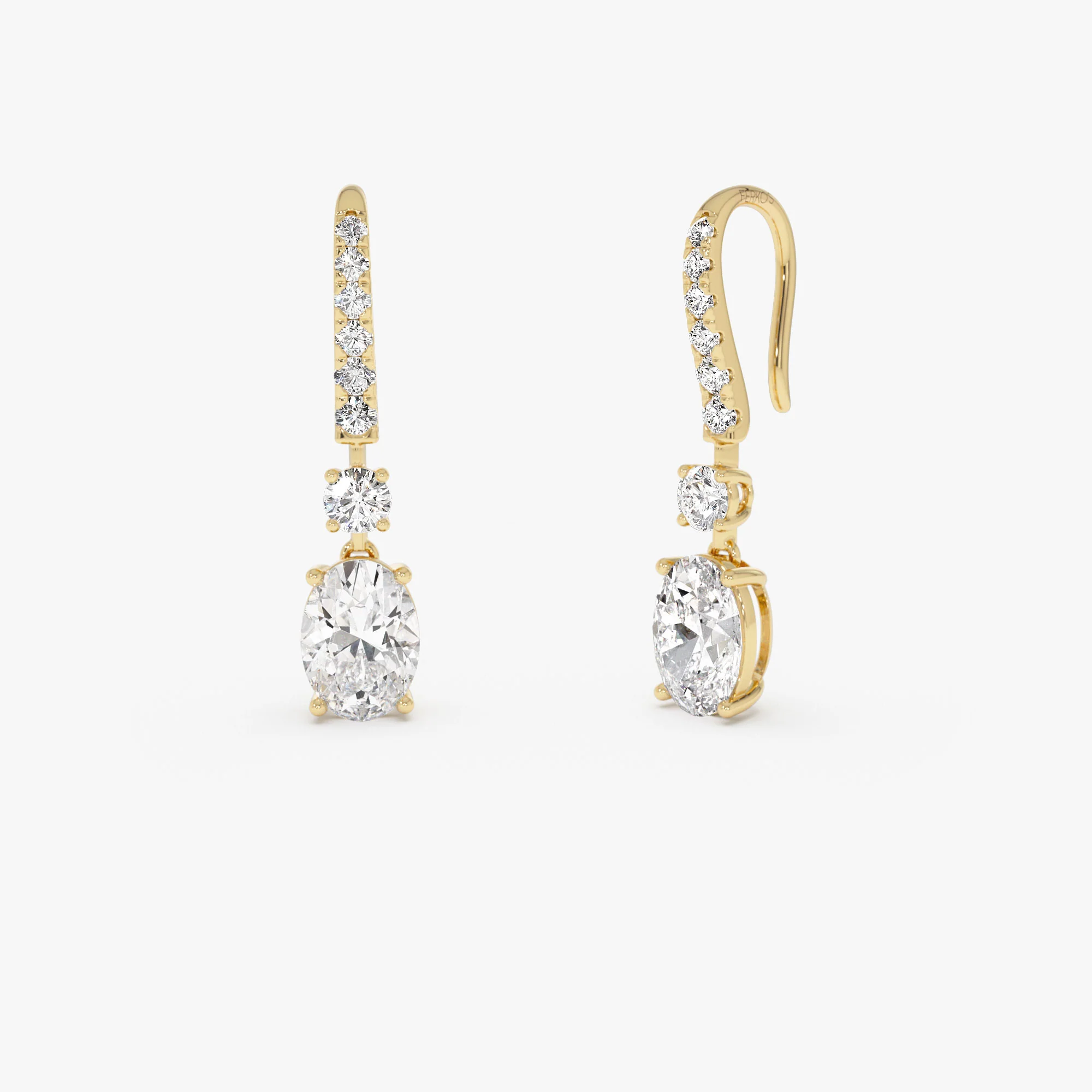 2.55 Ctw 14k Oval and Round Shape Lab Grown Diamond Drop Earrings - Diva
