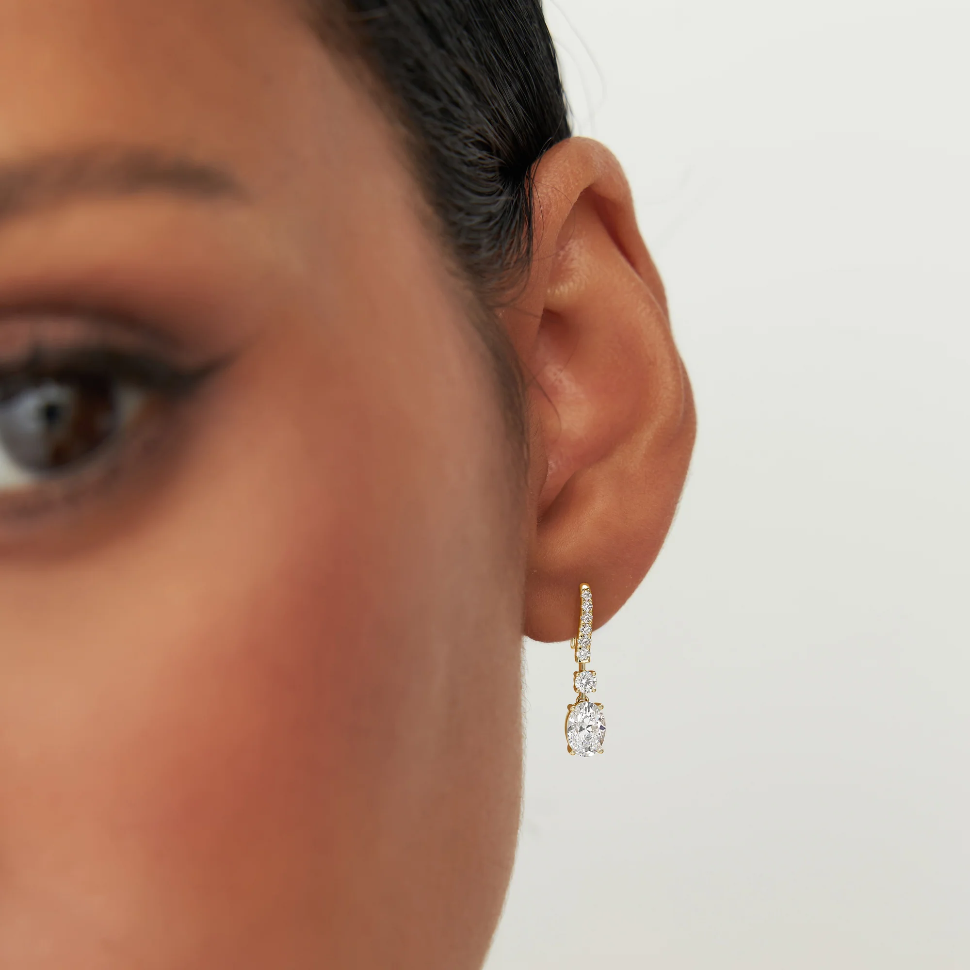 2.55 Ctw 14k Oval and Round Shape Lab Grown Diamond Drop Earrings - Diva - Image 3