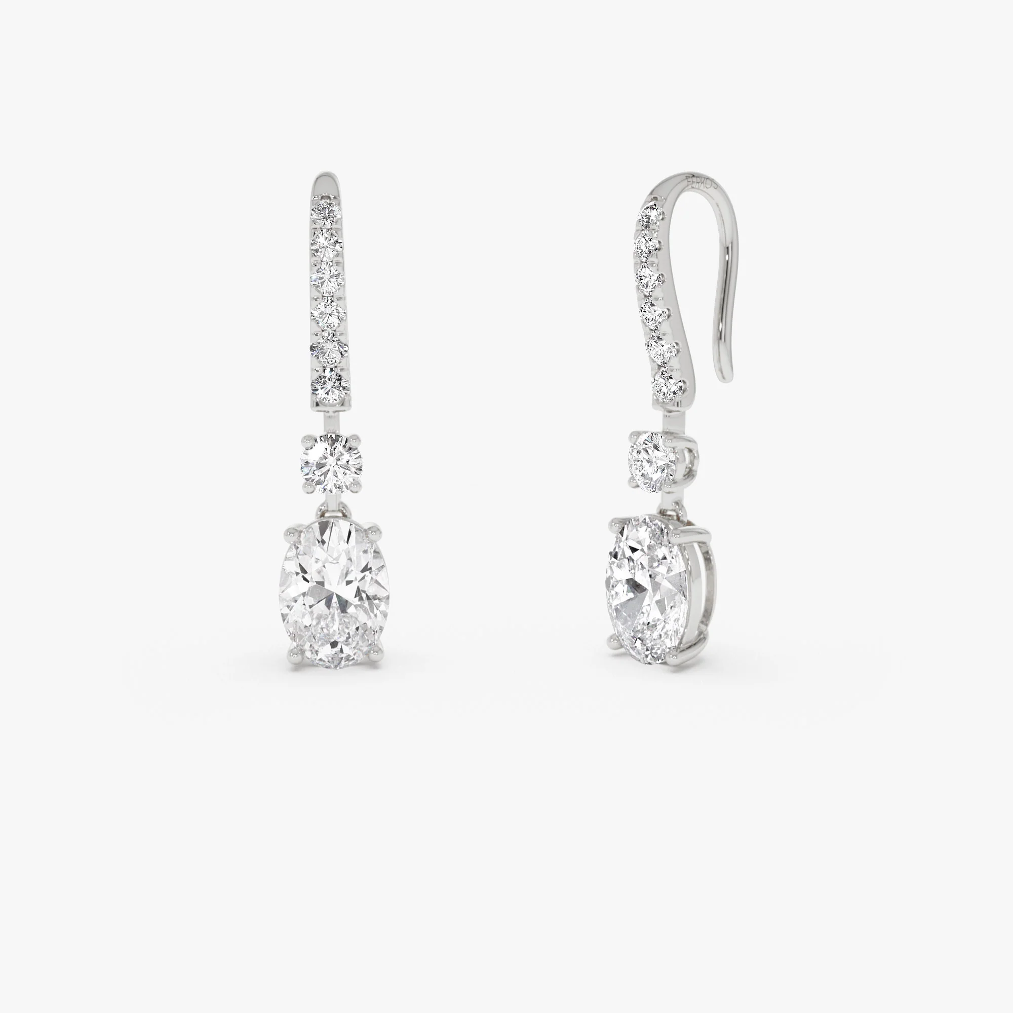 2.55 Ctw 14k Oval and Round Shape Lab Grown Diamond Drop Earrings - Diva - Image 4