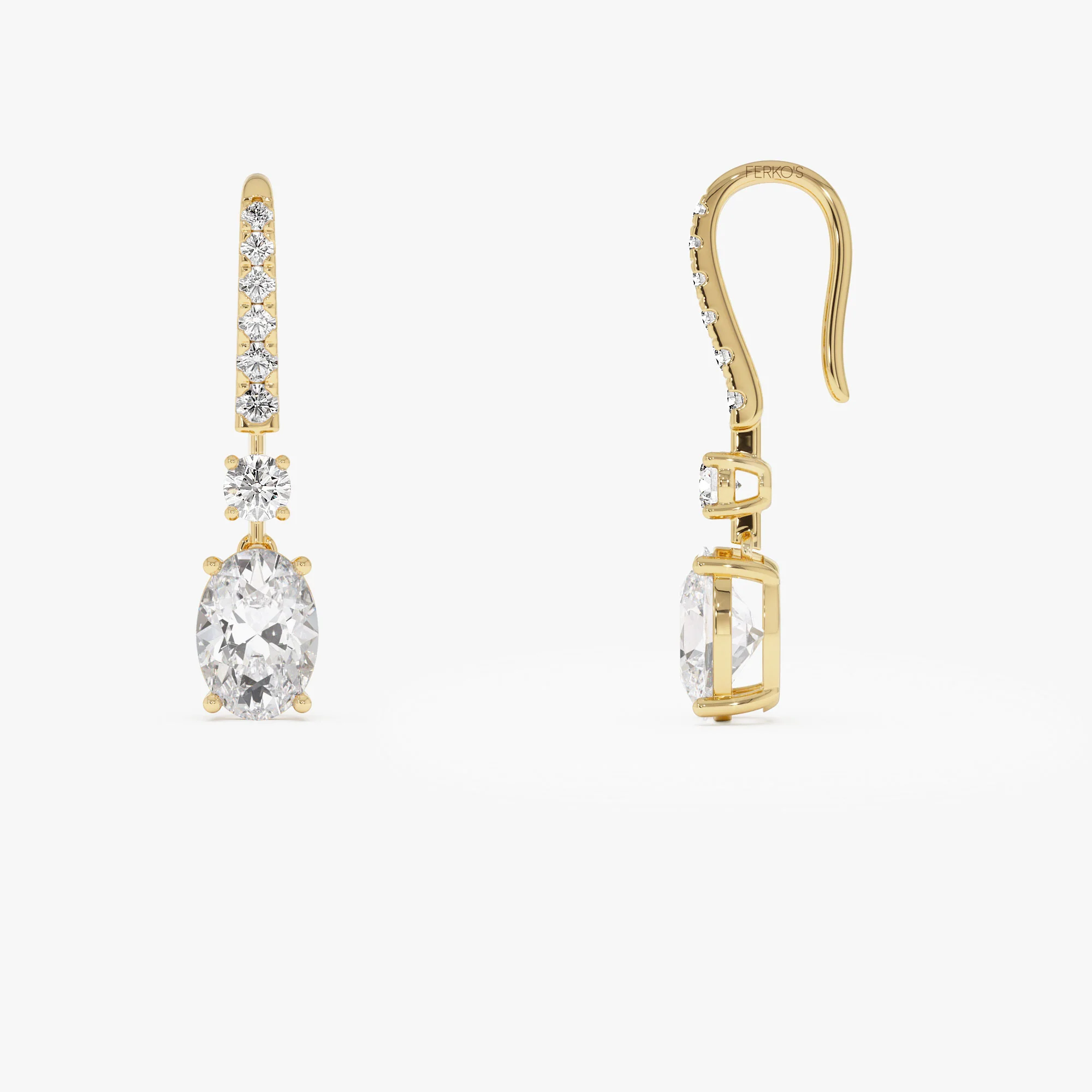 2.55 Ctw 14k Oval and Round Shape Lab Grown Diamond Drop Earrings - Diva - Image 5