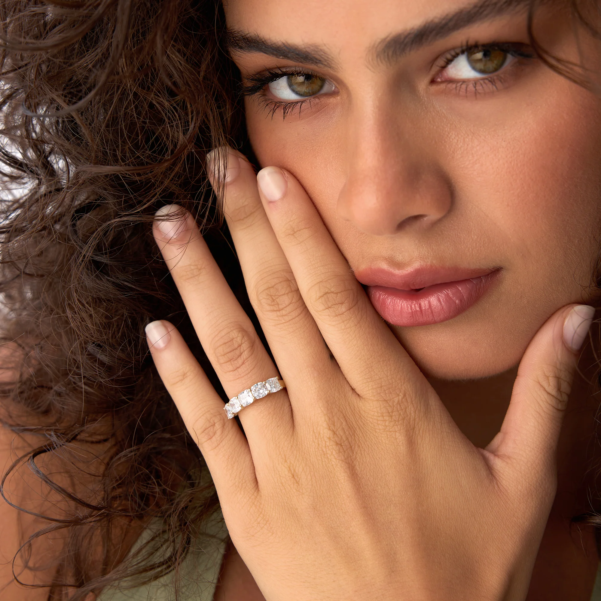 2.65 ctw 14k Prong Setting Five Stone Cushion Cut Lab Grown Diamond Anniversary Ring - Tonia - Image 2