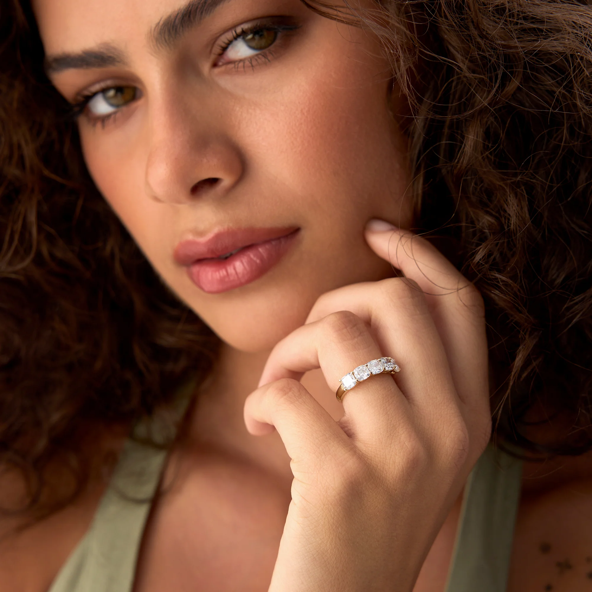 2.65 ctw 14k Prong Setting Five Stone Cushion Cut Lab Grown Diamond Anniversary Ring - Tonia - Image 4