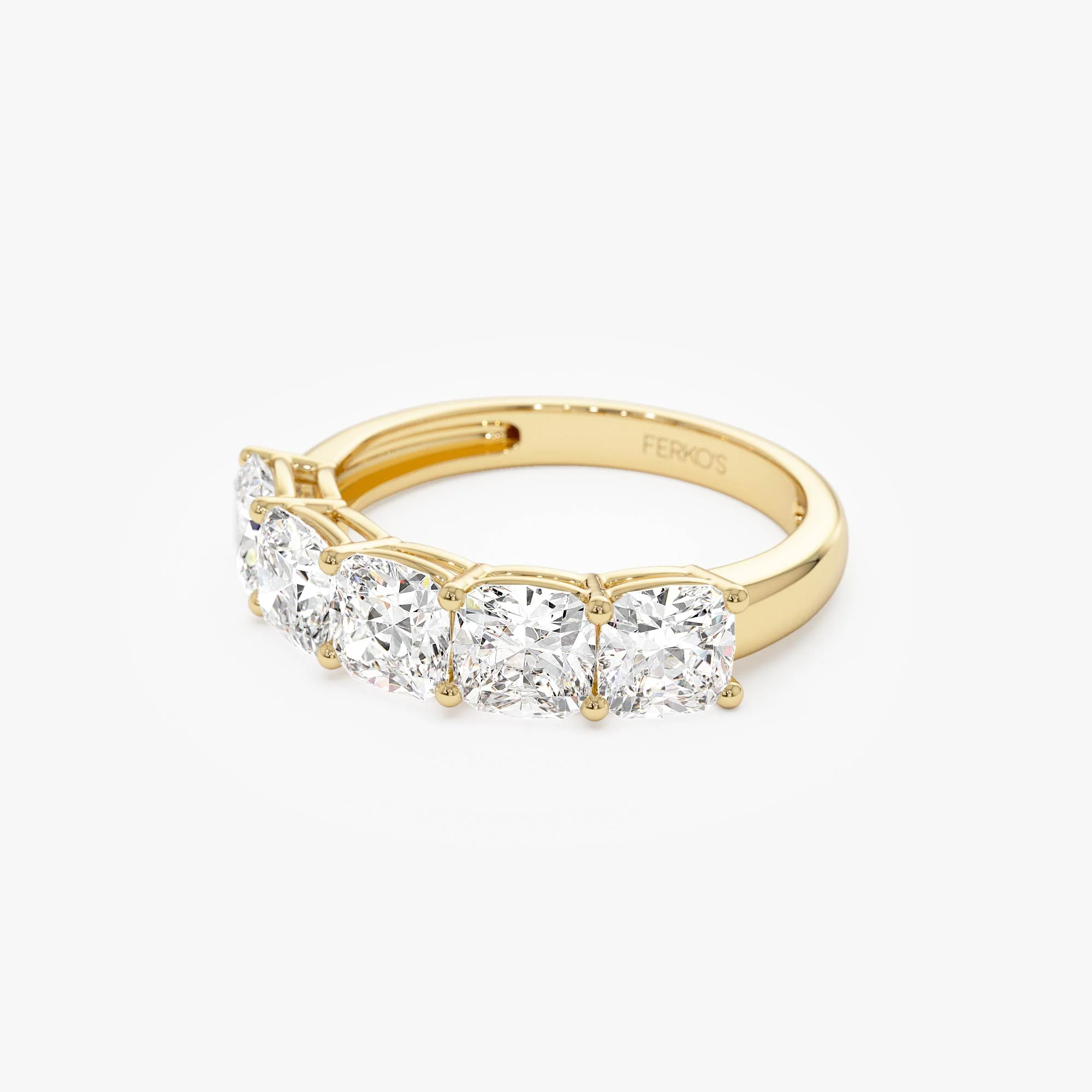 2.65 ctw 14k Prong Setting Five Stone Cushion Cut Lab Grown Diamond Anniversary Ring - Tonia - Image 7
