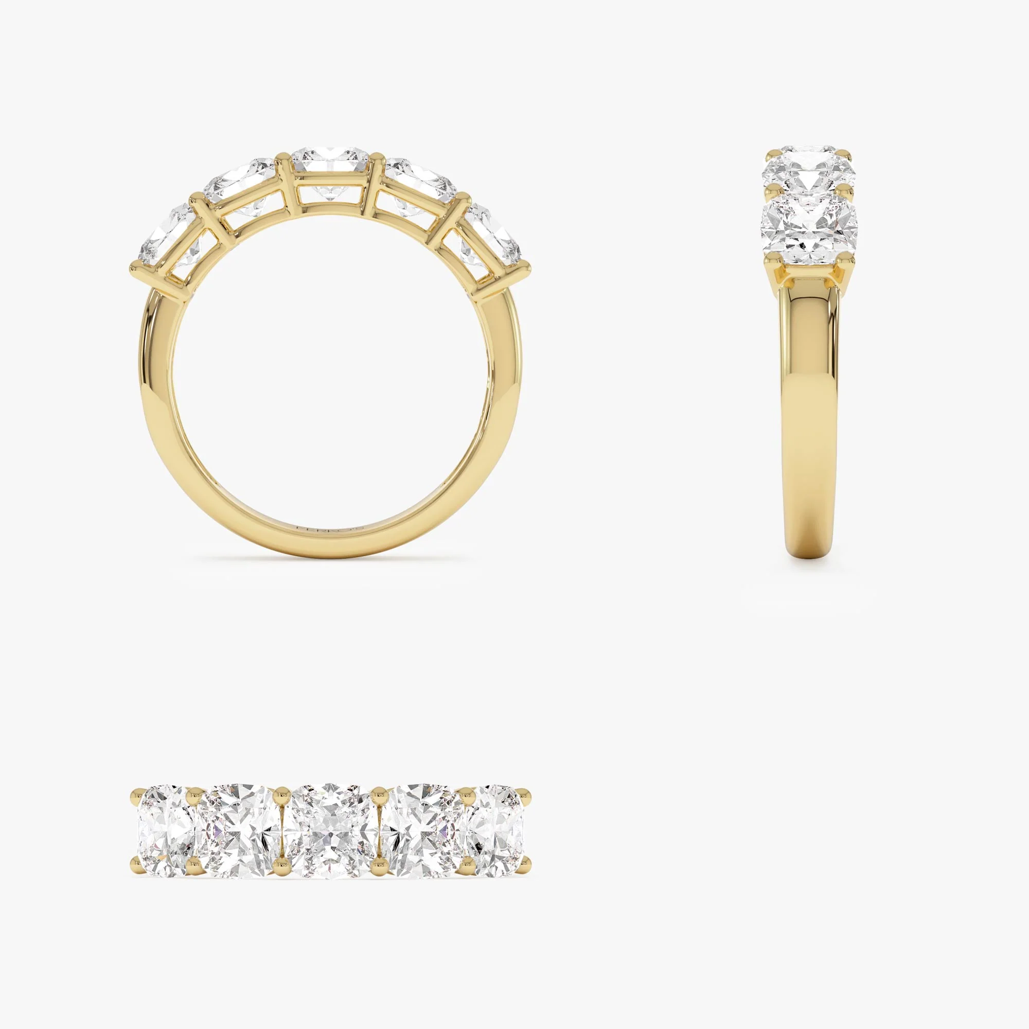 2.65 ctw 14k Prong Setting Five Stone Cushion Cut Lab Grown Diamond Anniversary Ring - Tonia - Image 9