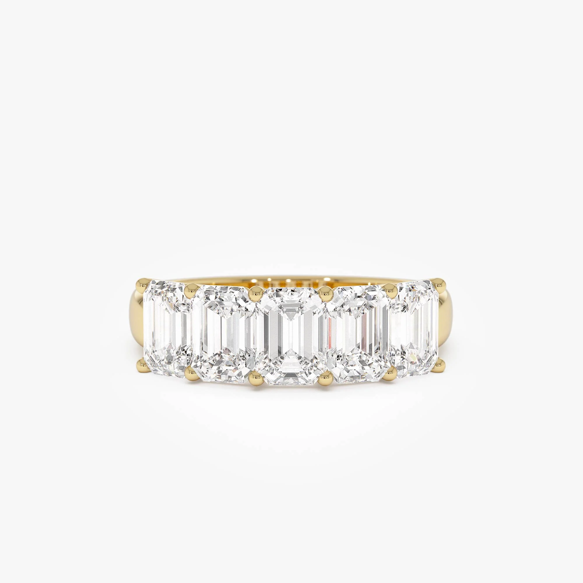 2.65 ctw 14k Prong Setting Five Stone Emerald Cut Lab Grown Diamond Anniversary Ring - Lucia