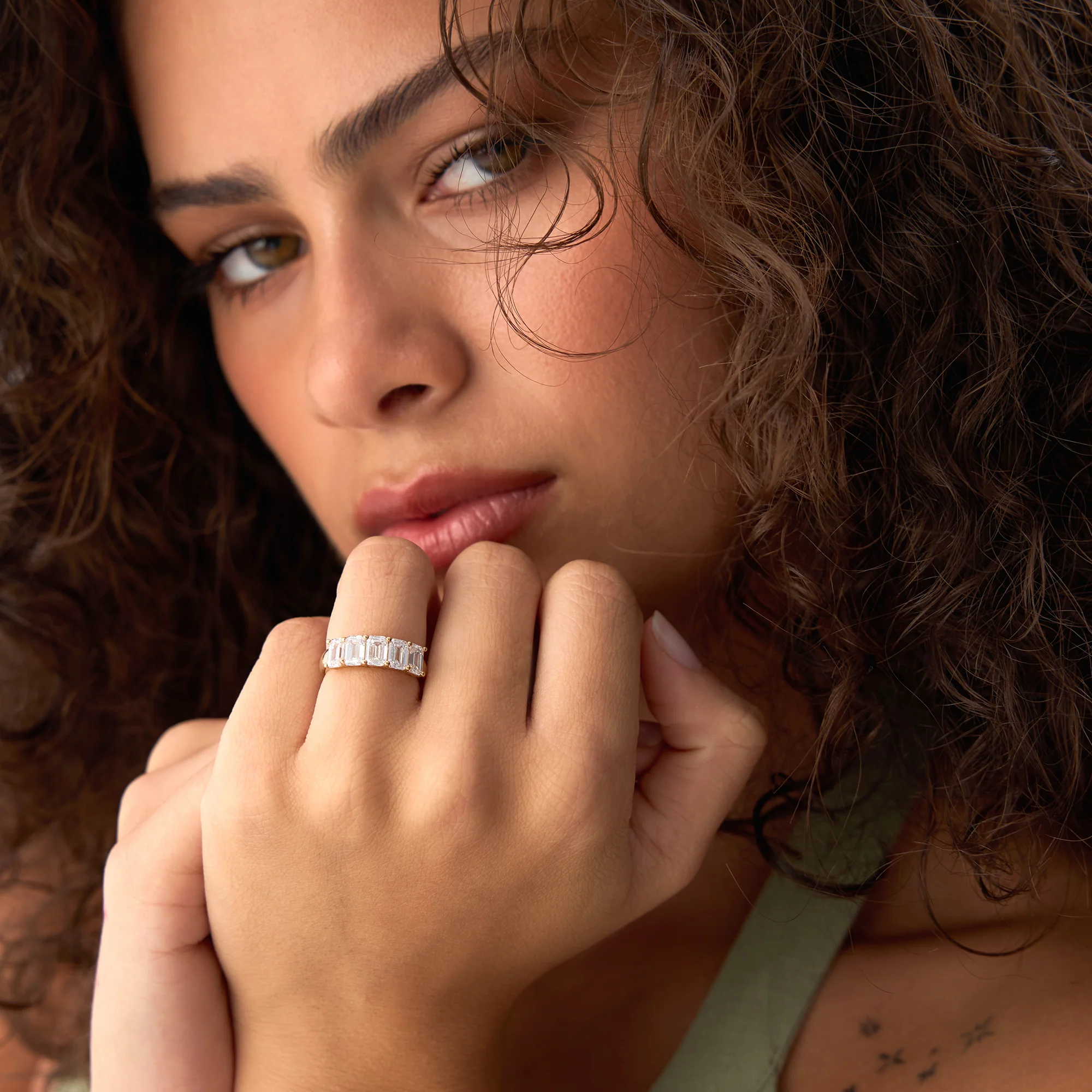 2.65 ctw 14k Prong Setting Five Stone Emerald Cut Lab Grown Diamond Anniversary Ring - Lucia - Image 5