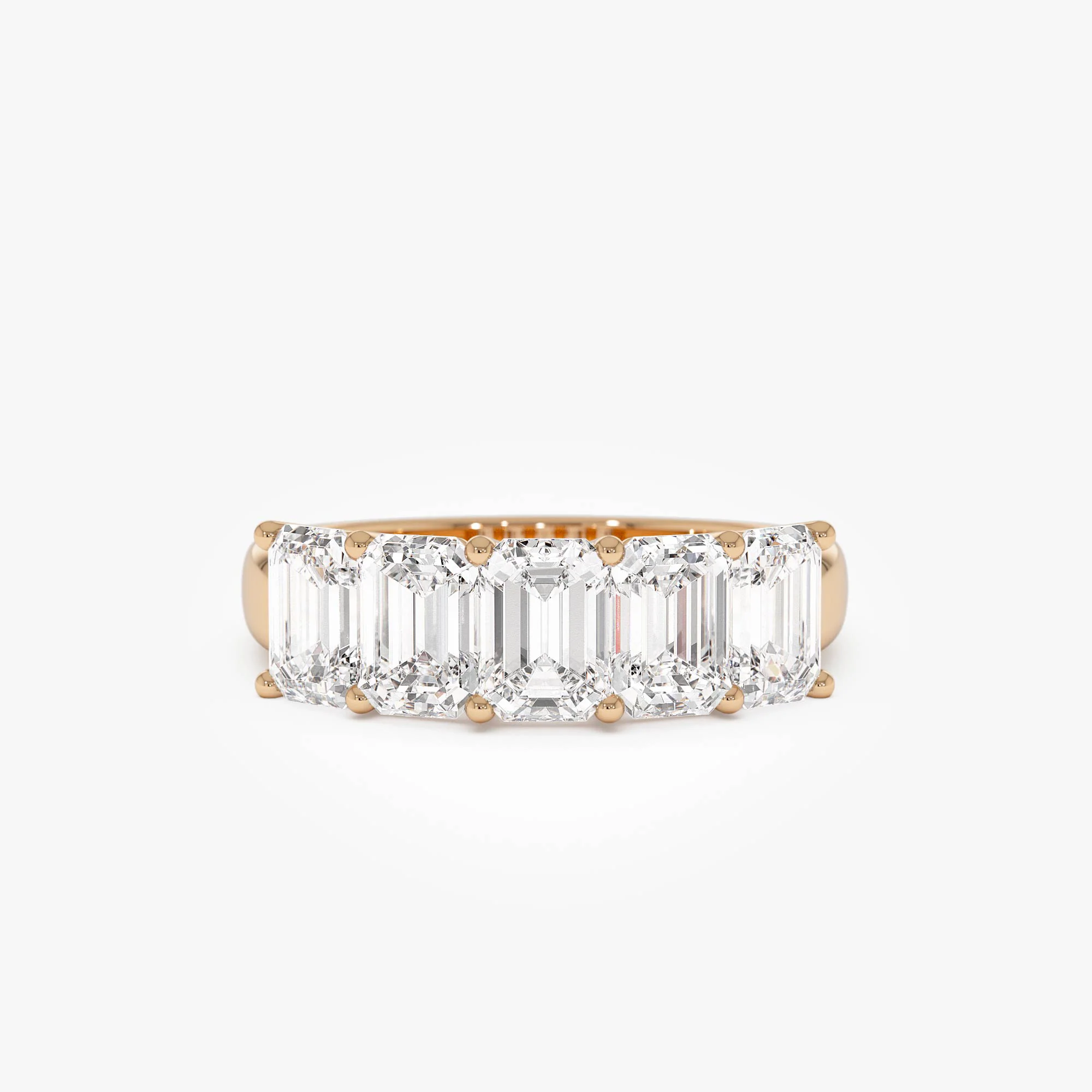 2.65 ctw 14k Prong Setting Five Stone Emerald Cut Lab Grown Diamond Anniversary Ring - Lucia - Image 6