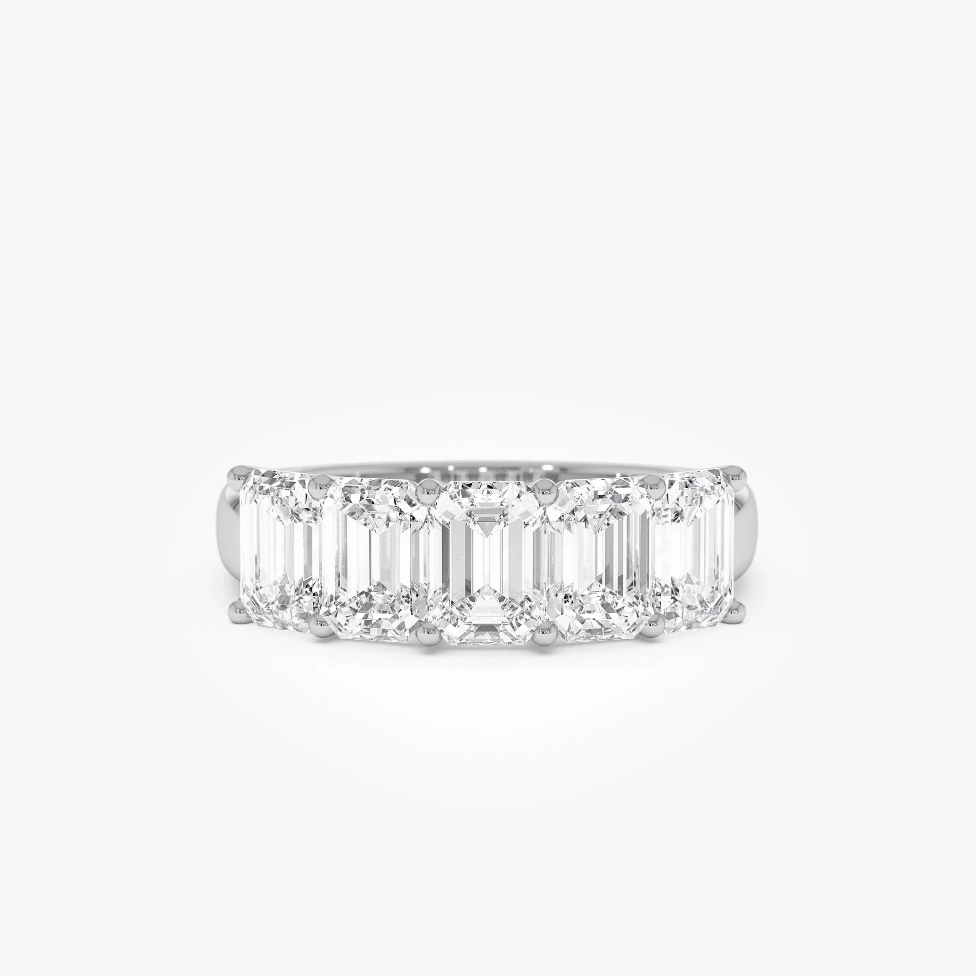 2.65 ctw 14k Prong Setting Five Stone Emerald Cut Lab Grown Diamond Anniversary Ring - Lucia - Image 7