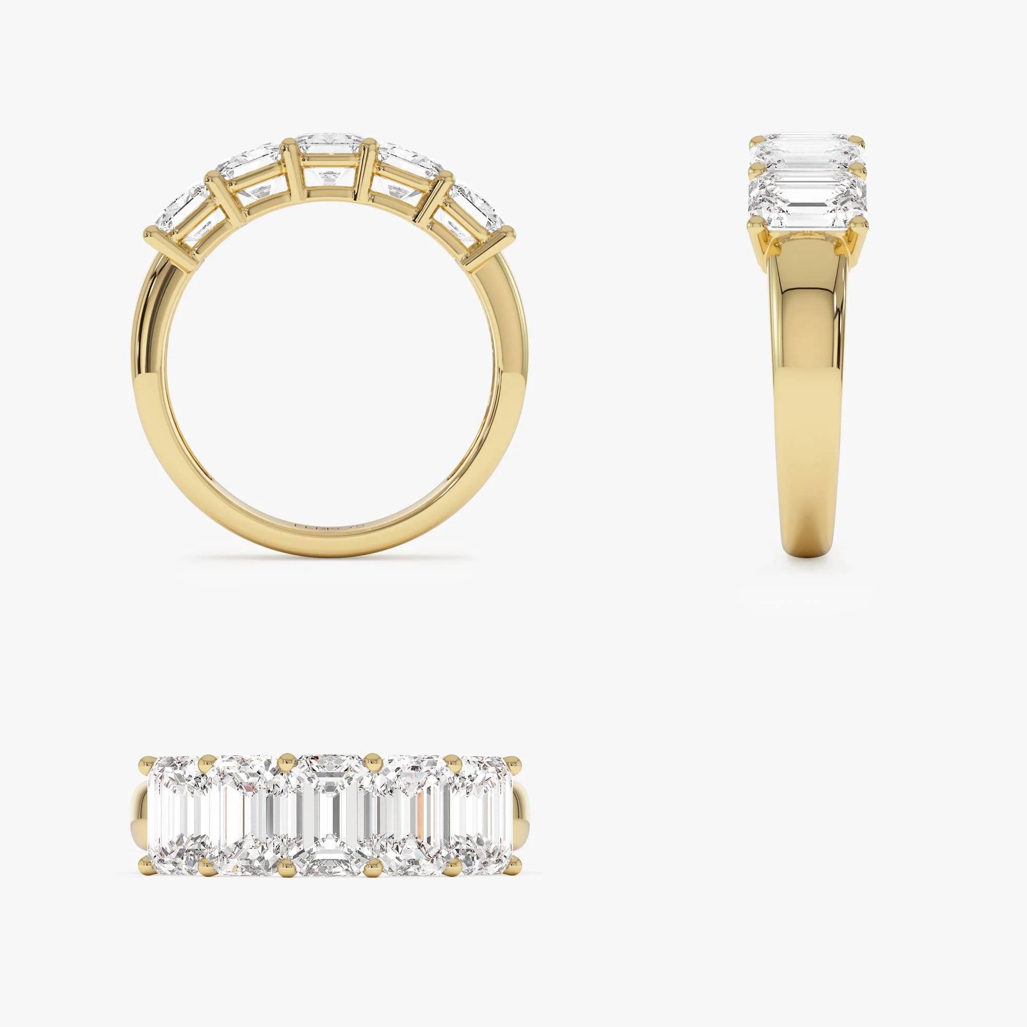 2.65 ctw 14k Prong Setting Five Stone Emerald Cut Lab Grown Diamond Anniversary Ring - Lucia - Image 9