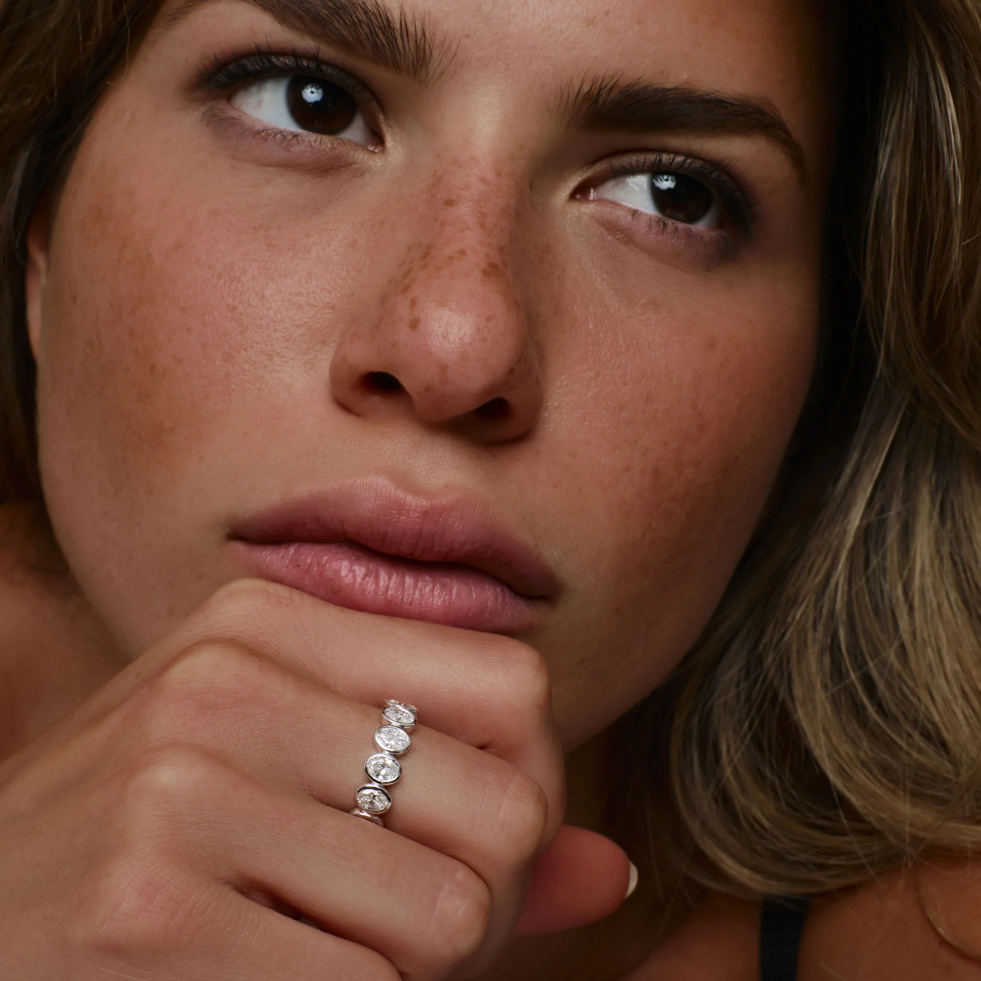 2.75 ctw 14k Bezel Setting Full Eternity Oval Shape Lab Grown Diamond Ring - Ella - Image 2