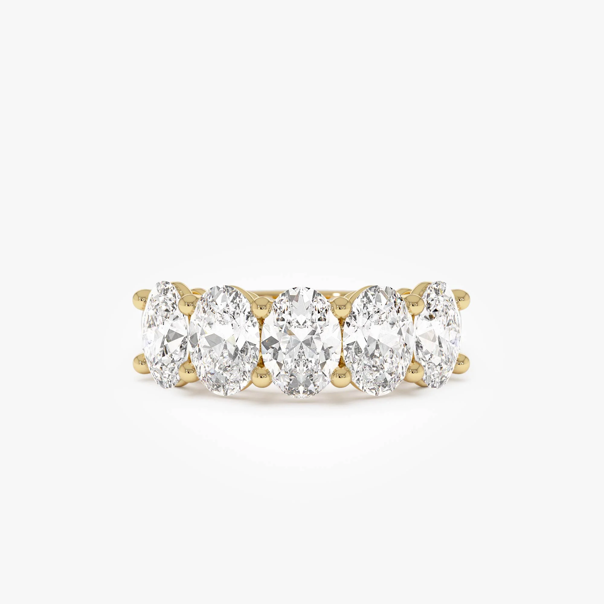 2.75 ctw 14k Prong Setting Five Stone Oval Shape Lab Grown Diamond Anniversary Ring - Giada