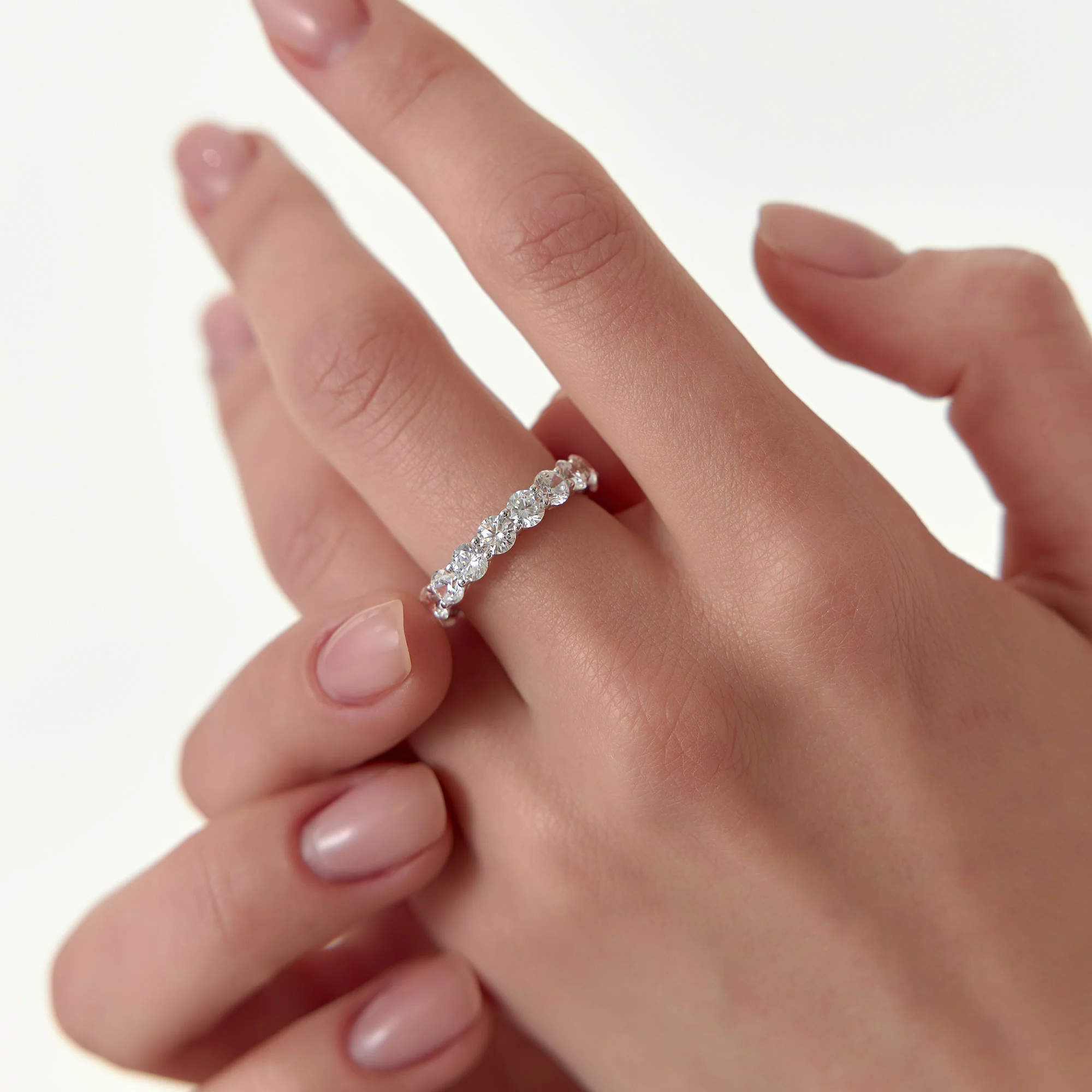 3.25 ctw 14k Prong Setting Full Eternity Round Lab Grown Diamond Ring - Luna - Image 2