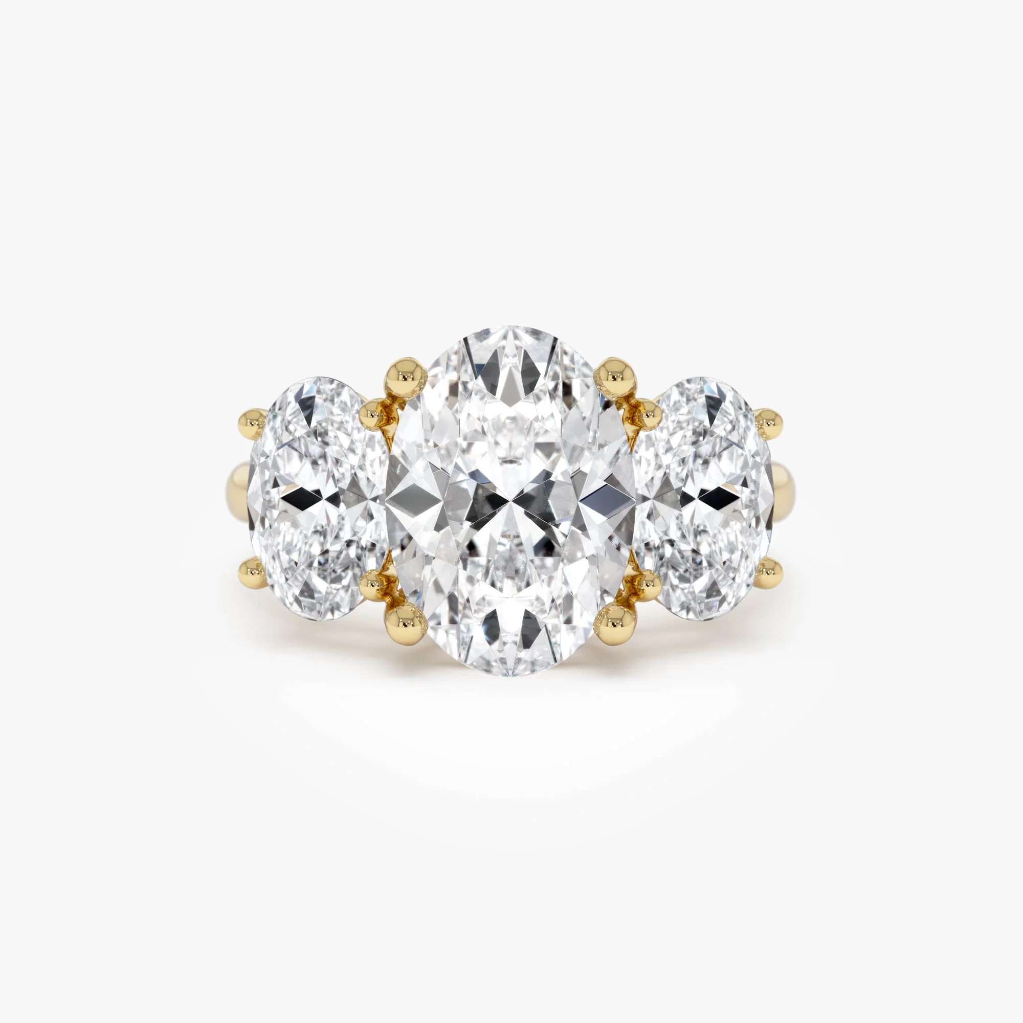 5.15 Ctw 14k Lab Grown Oval Shaped Three-Stone Diamond Engagement Ring - Laura