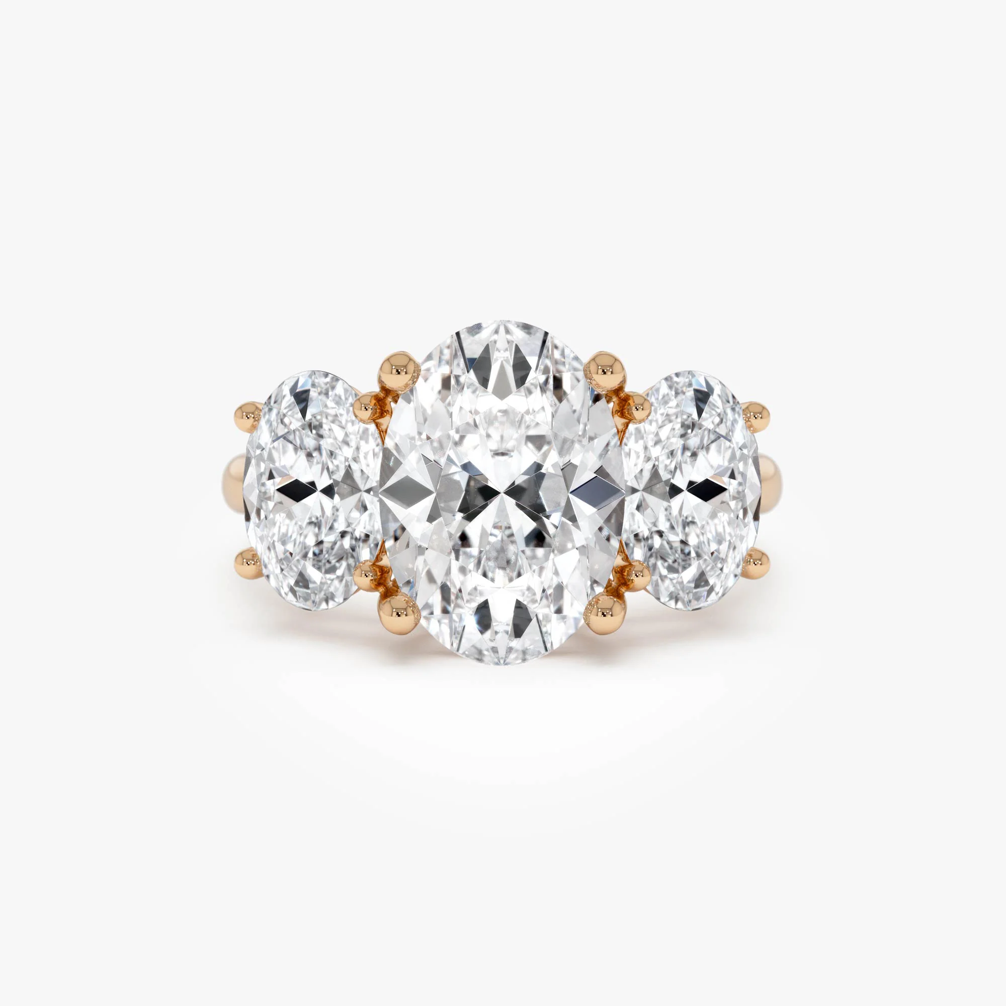 5.15 Ctw 14k Lab Grown Oval Shaped Three-Stone Diamond Engagement Ring - Laura - Image 7