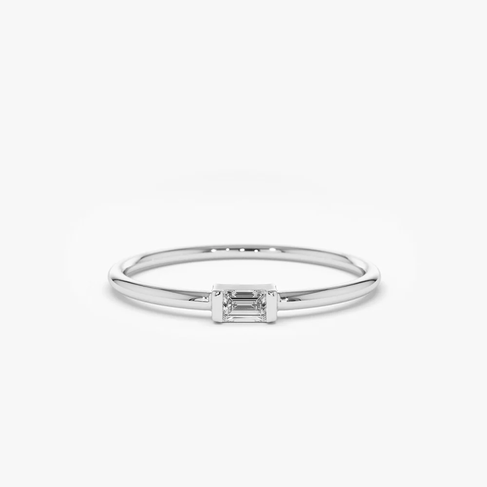 14K Single Baguette Solitaire Diamond Ring - Image 6