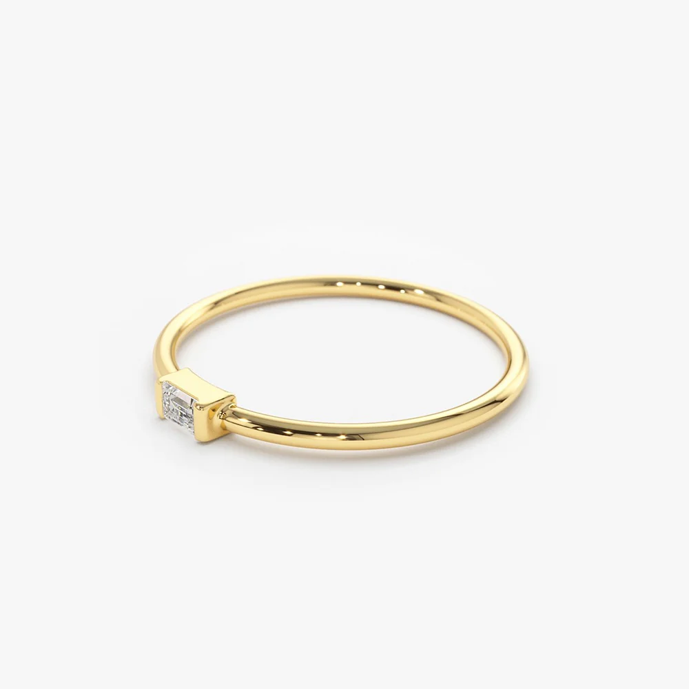 14K Single Baguette Solitaire Diamond Ring - Image 7