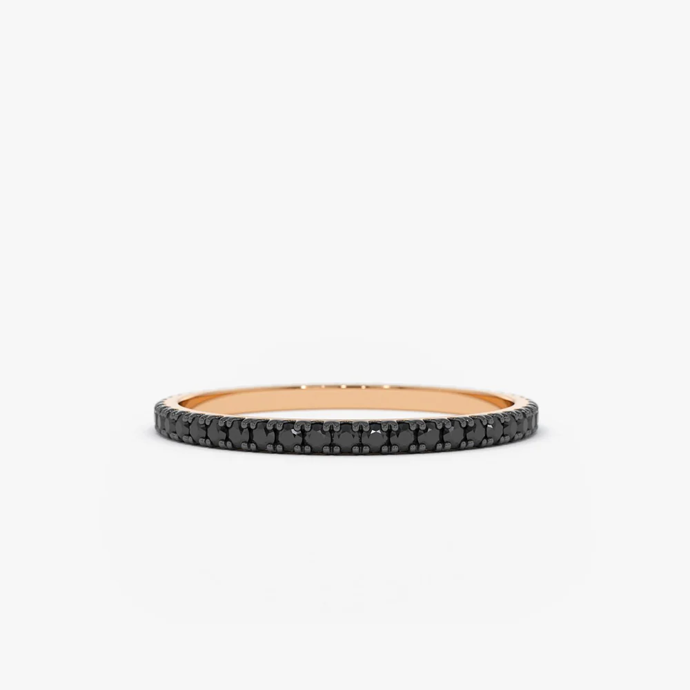 14K Gold Black Diamond Eternity Band - Image 3