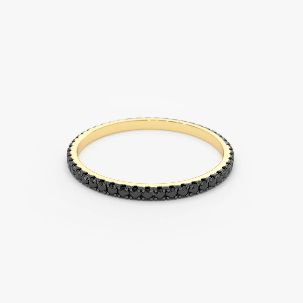14K Gold Black Diamond Eternity Band - Image 5