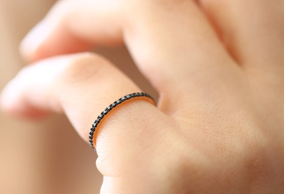 14K Gold Black Diamond Eternity Band - Image 6