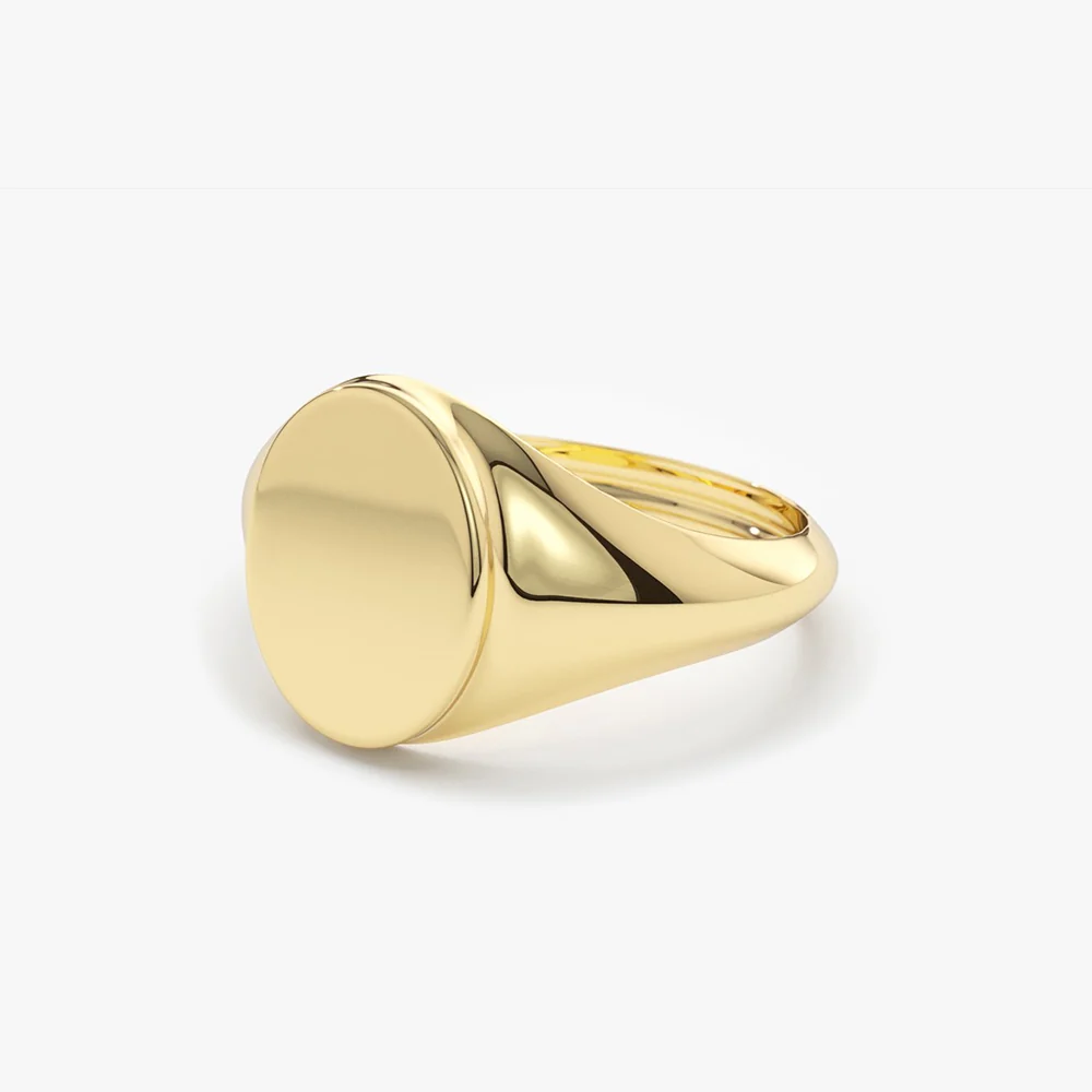 14K Gold Engravable Oval Signet Ring - Image 6