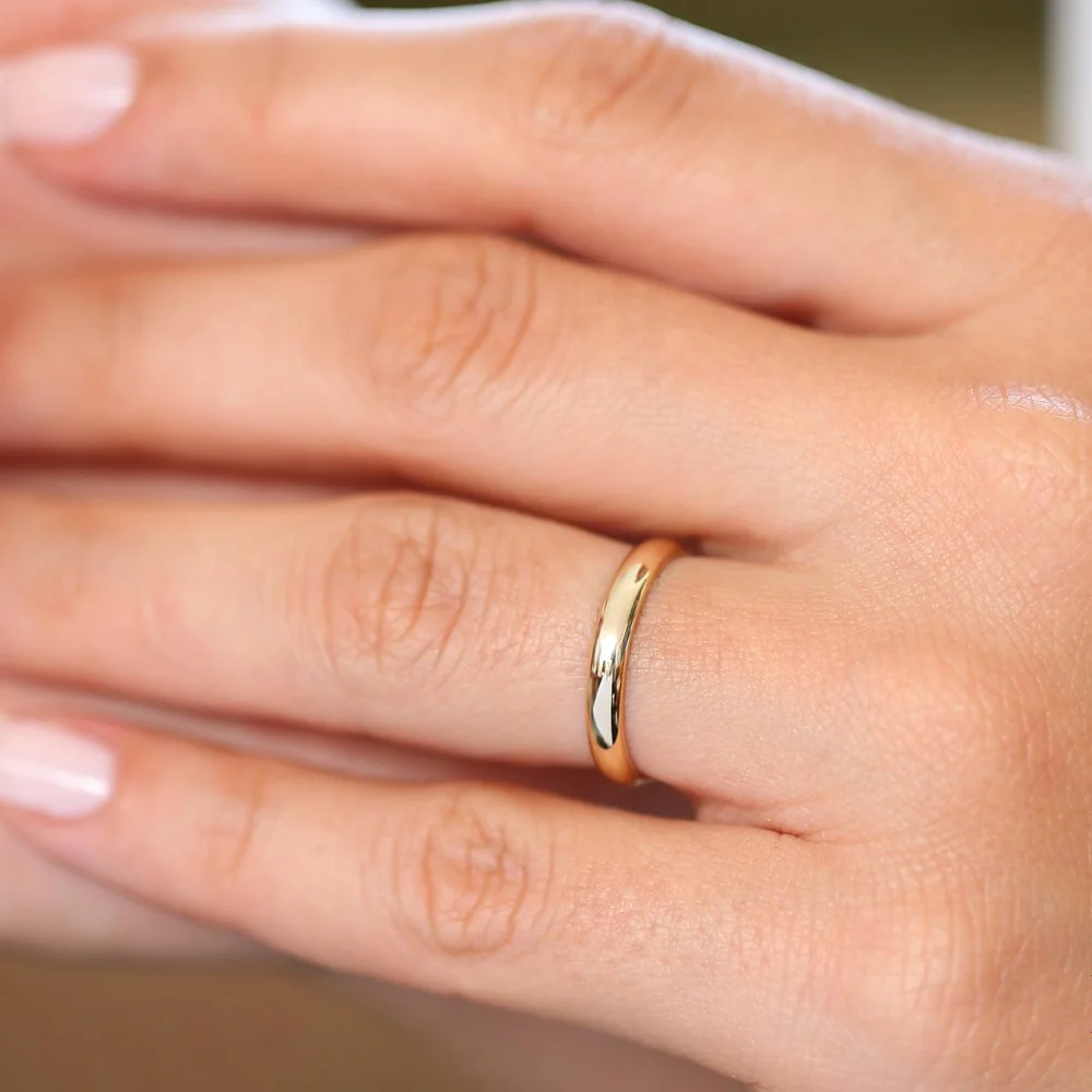 14k 3MM Classic Dome Unisex Wedding Ring - Image 2