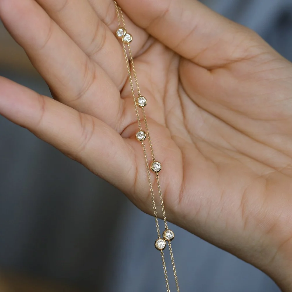 14K Gold 5 Stone 0.50ctw Diamond by The Yard Solitaire Bracelet - Image 4