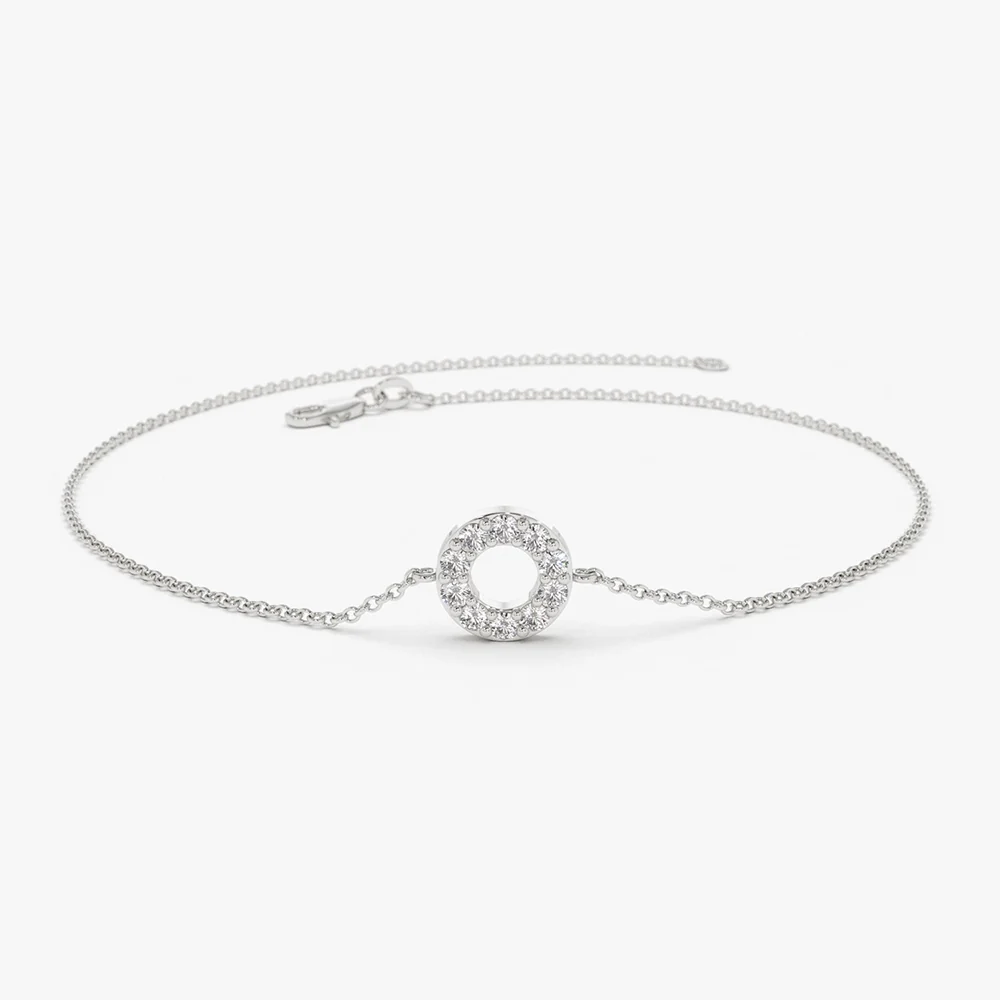 14K Gold Round Pave Diamond Bracelet - Image 5
