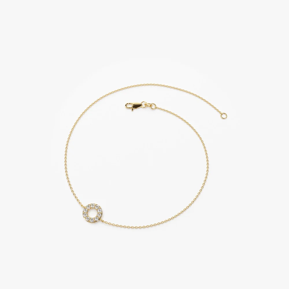 14K Gold Round Pave Diamond Bracelet - Image 7