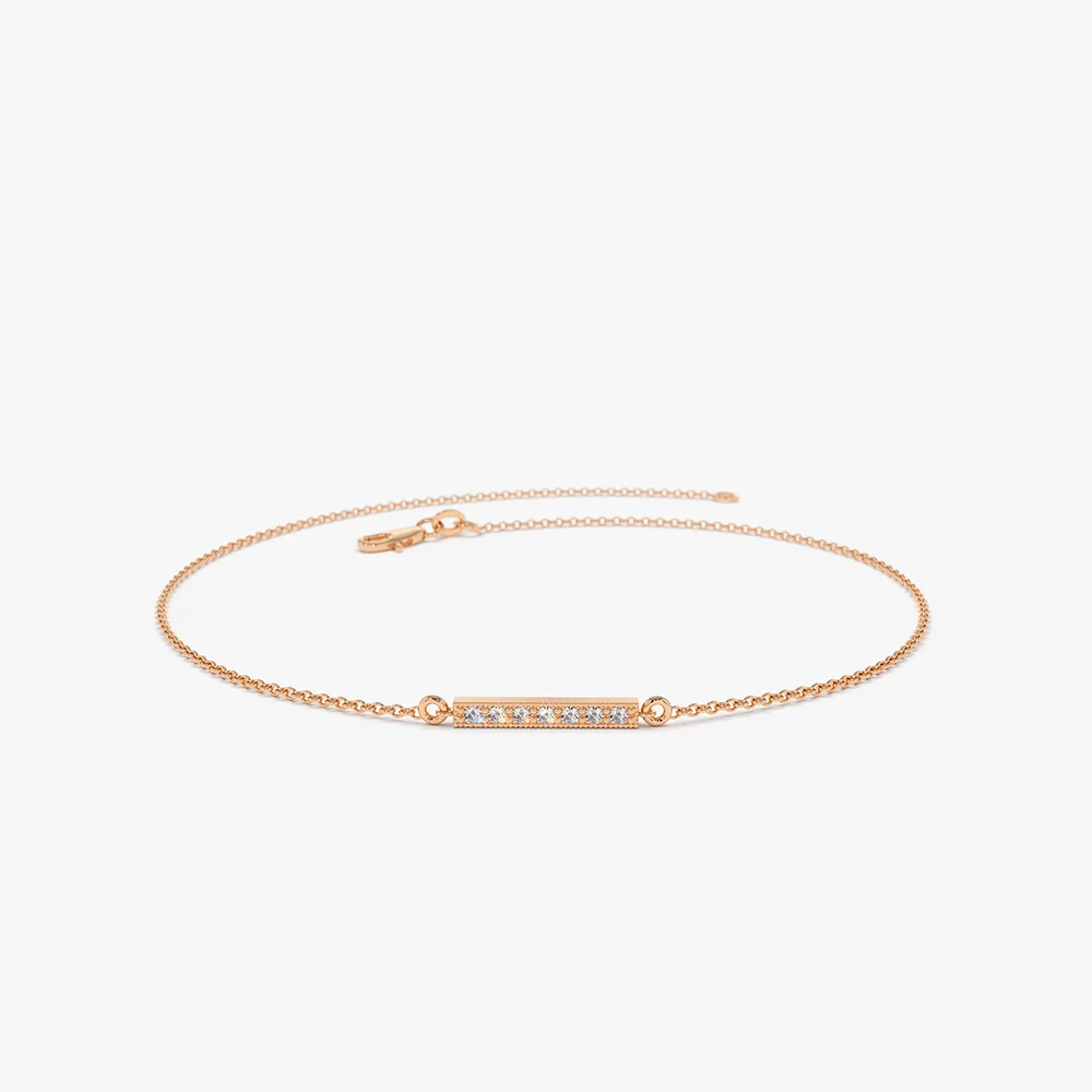 14k Diamond Bar Bracelet - Image 4
