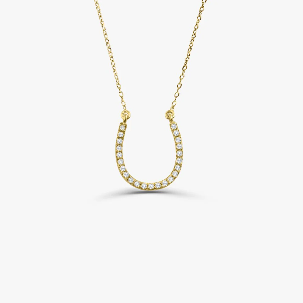 14k Diamond Large Horseshoe Necklace