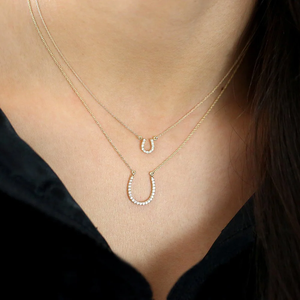 14k Diamond Large Horseshoe Necklace - Image 2