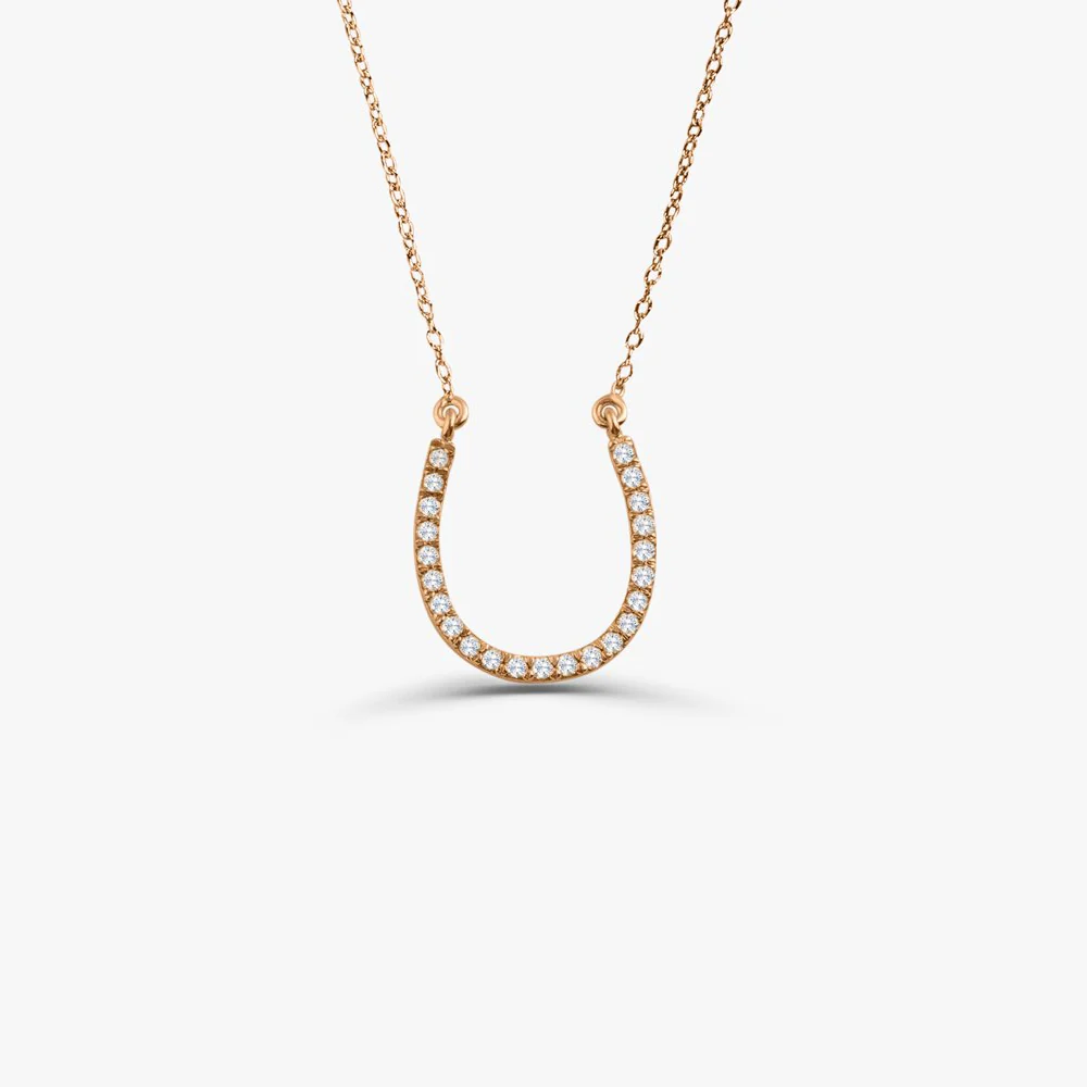 14k Diamond Large Horseshoe Necklace - Image 4