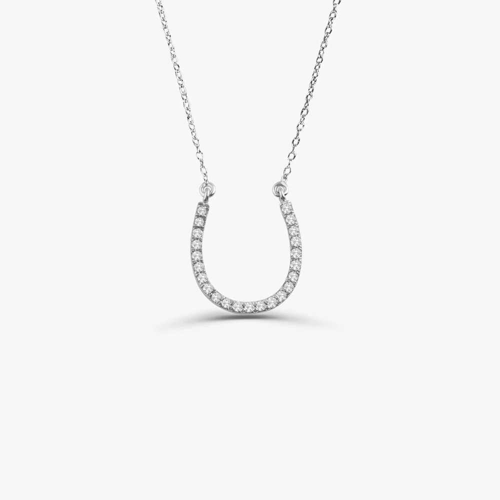 14k Diamond Large Horseshoe Necklace - Image 5