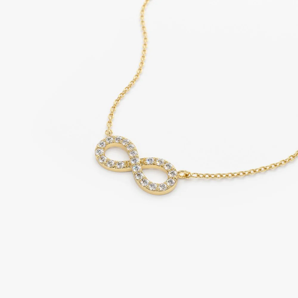 14K Gold Diamond Infinity Necklace - Image 8