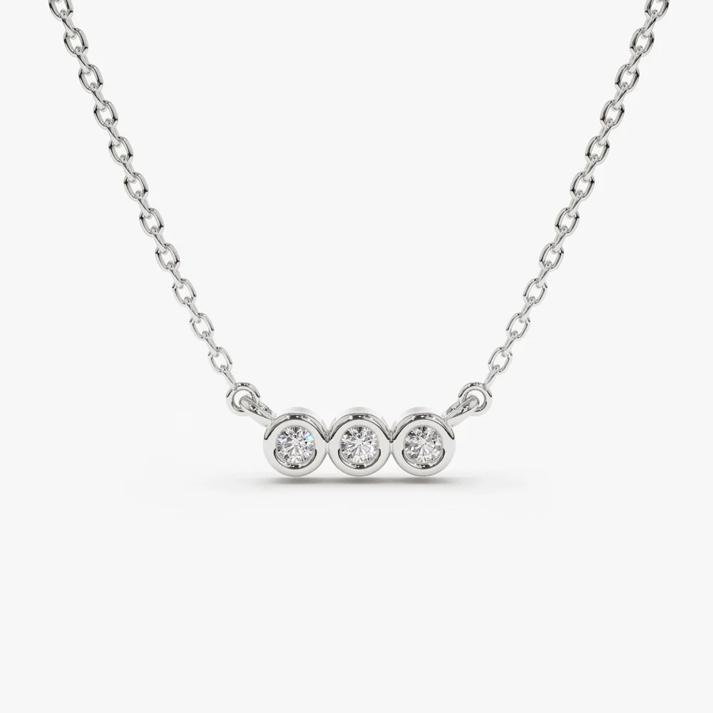 14k Bezel Set Diamond Necklace - Image 6