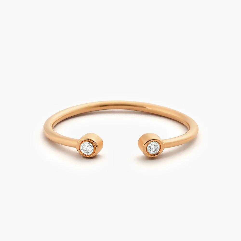 14K Double Bezel Set Open Diamond Ring - Image 4