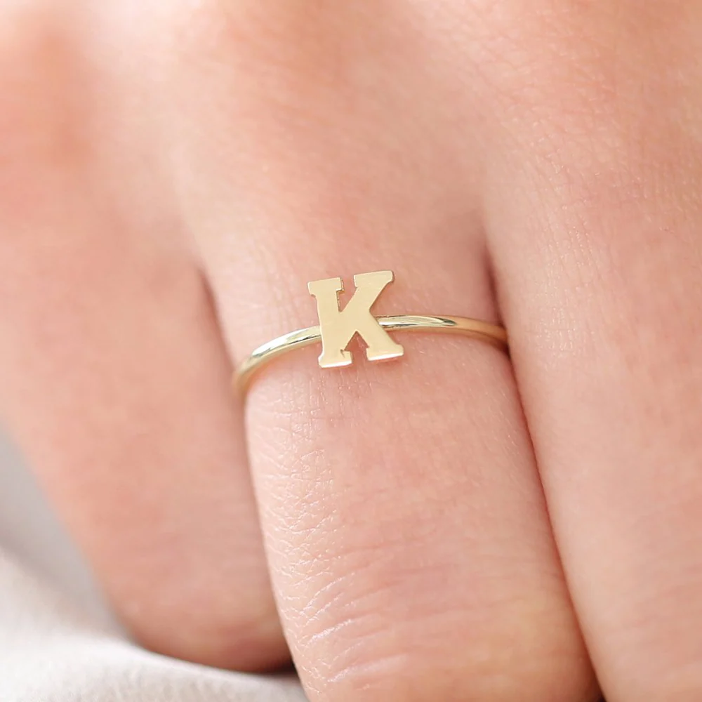 14K Gold Initial Letter Ring - Image 3