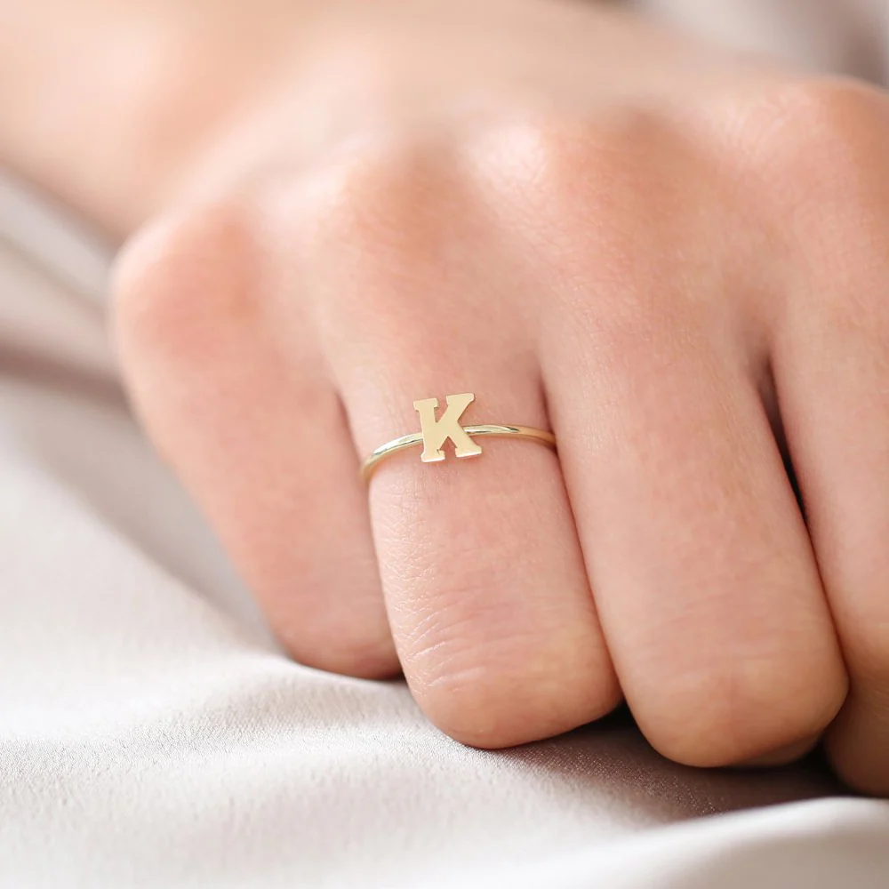 14K Gold Initial Letter Ring - Image 4
