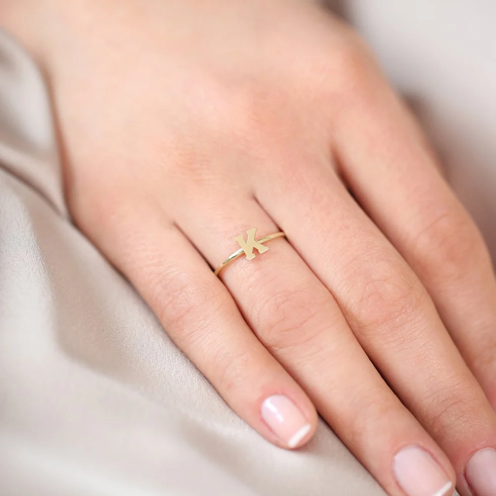 14K Gold Initial Letter Ring - Image 5