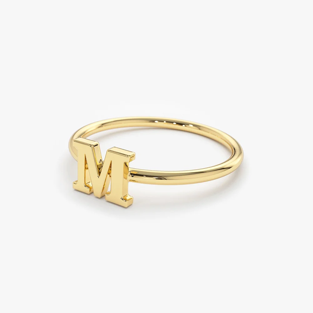 14K Gold Initial Letter Ring - Image 9