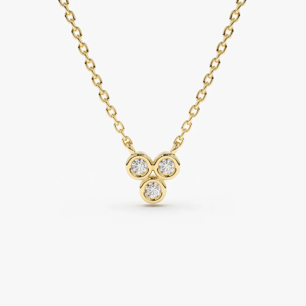 14k Bezel Set Trio Diamond Necklace