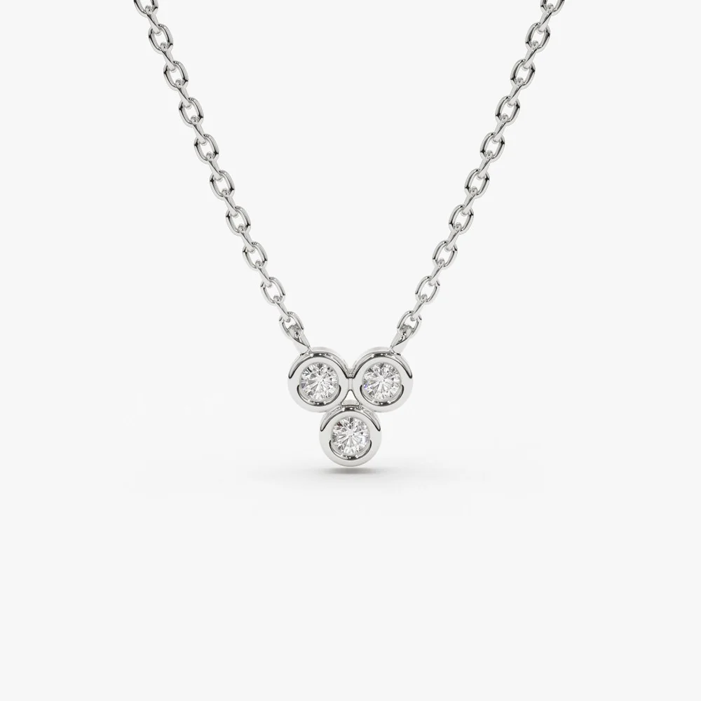 14k Bezel Set Trio Diamond Necklace - Image 4