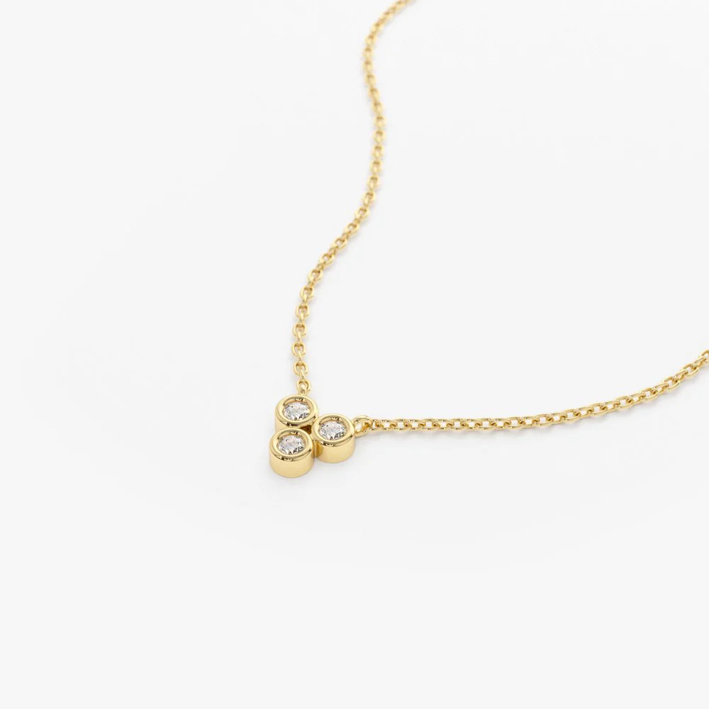 14k Bezel Set Trio Diamond Necklace - Image 5
