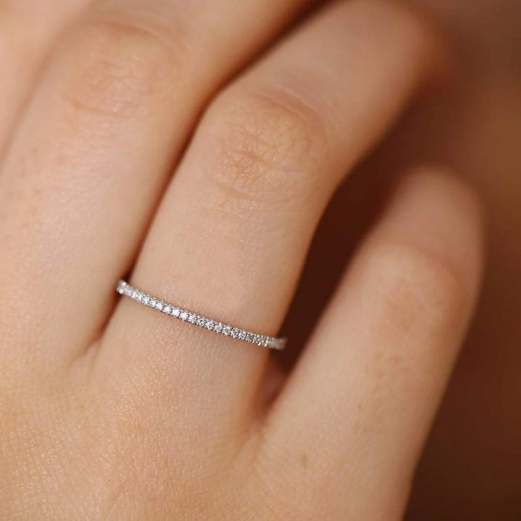 Platinum Micro Pave Diamond Eternity Ring - Image 4