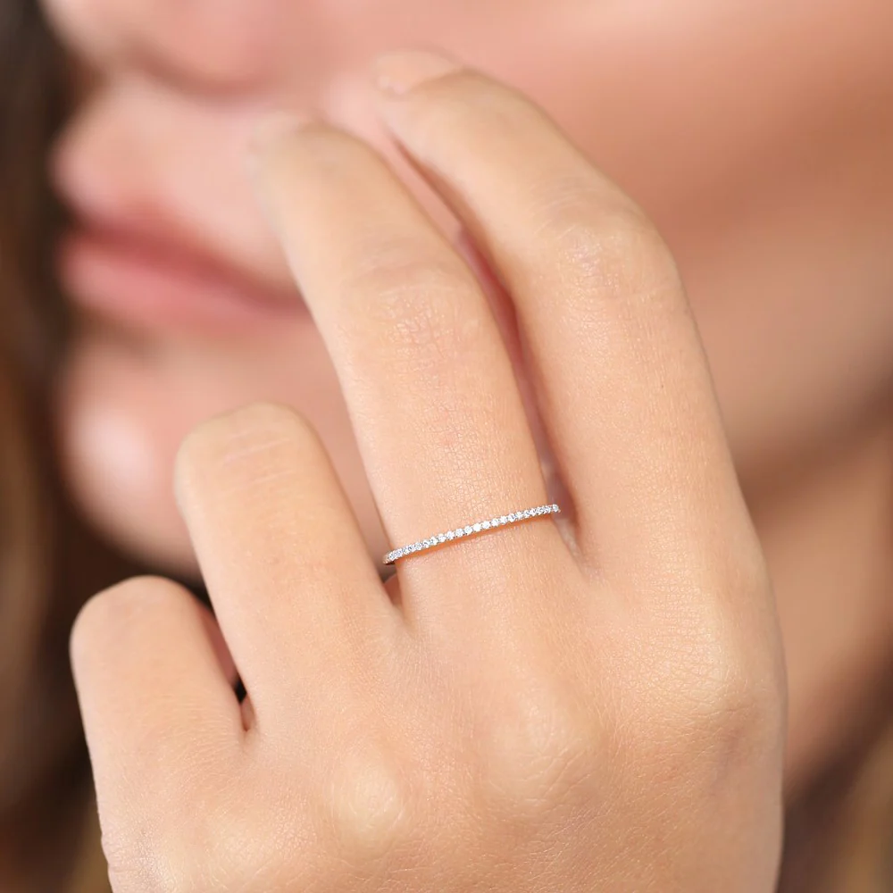 Platinum Micro Pave Diamond Eternity Ring - Image 5