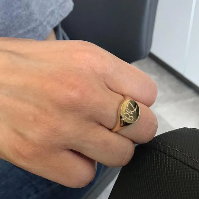 14k Gold Engravable Signet Ring - Image 3
