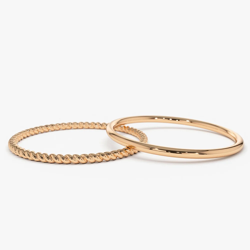 14K Gold Twisted Rope Ring Set - Image 10